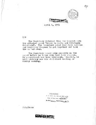 Memorandum of Conversation from the Cabinet Meeting