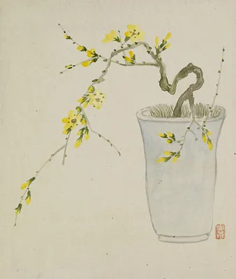 Leaf from Album Depicting Birds, Flowers, Landscapes, and Flower Pots
