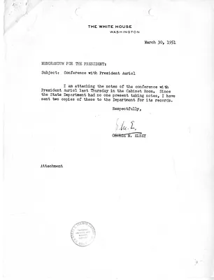 Memorandum from George Elsey to President Harry S. Truman, with Attachment