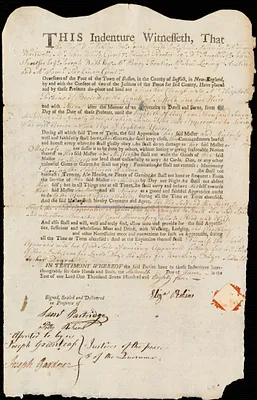 Marther [Martha] Clough indentured to apprentice with Elizabeth Perkins of Boston, 16 June 1785