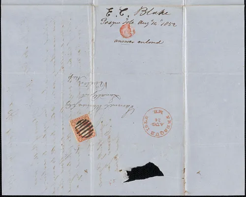 E. C. Blake to Samuel Warner, 14 August 1852