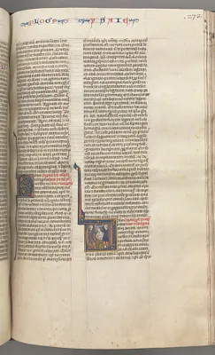 Fol. 273r, Isaiah, historiated initial V, the martyrdom of Isaiah