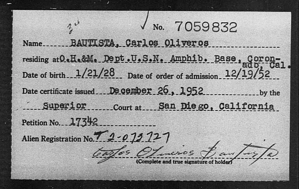 Bautista, Carlos Oliveros - 1952
