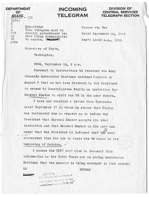 Telegram from George Kennan to Secretary of State James Byrnes