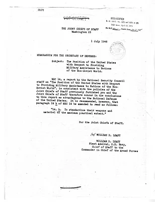 Memorandum from Admiral William D. Leahy to the Secretary of Defense