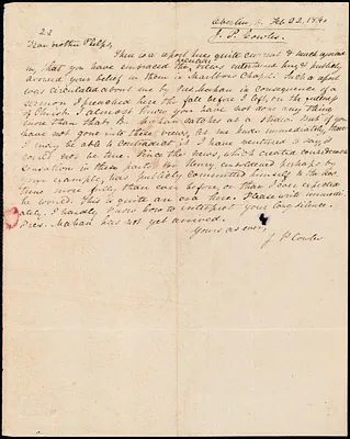 Letter from John Phelps Cowles, Oberlin, to Amos Augustus Phelps, Feb. 22, 1840