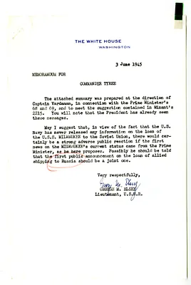 Memorandum from George Elsey to Commander Tyree, with Attachment