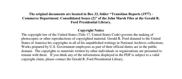 Transition Reports (1977) - Commerce Department: Consolidated Issues (2)