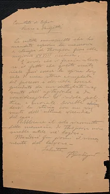 Felice Guadagni autograph letter signed, in Italian, to Sacco-Vanzetti Defense Committee, [1924?]