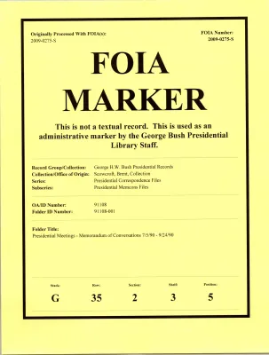 Presidential Meetings--Memorandum of Conversations 7/5/90-9/24/90