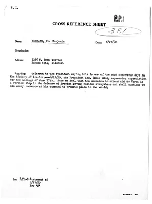 Cross Reference Memorandum