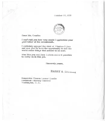 Correspondence Between President Harry S. Truman and Theron Lamar Caudle