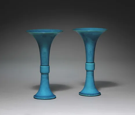 Pair of Beaker Vases in Form of Archaic Gu