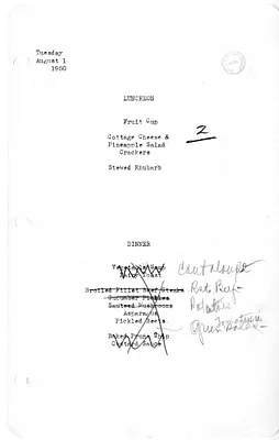 White House Luncheon and Dinner Menu