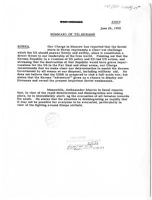 Memorandum, State Department Summary of Telegrams