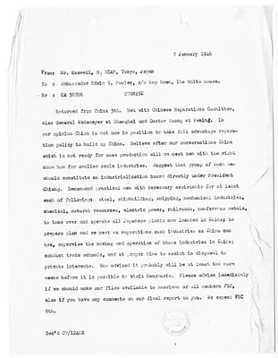 Cable from H. D. Maxwell to Edwin Pauley