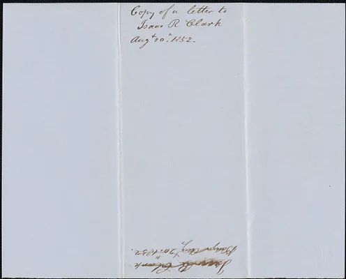 Copy of a letter from Samuel Warner to Isaac R. Clark, 20 August 1852