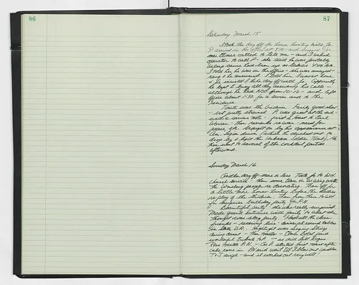 Handwritten journal entry for March 15, 1969-March 16, 1969