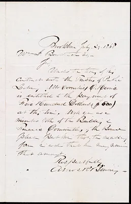 Receipt for payment of $500