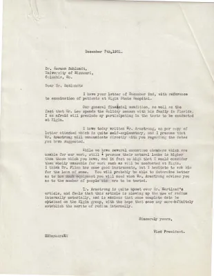 Letters Sent to Dr. Herman Schlundt, December 7, 1931