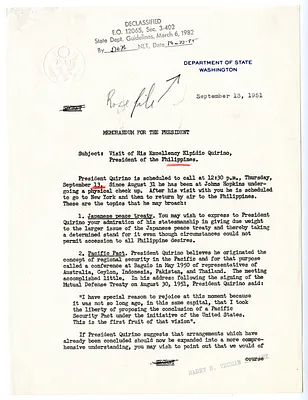 Memorandum from Acting Secretary of State James Webb to President Harry S. Truman