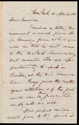 Letter from Oliver Johnson, New York, [N.Y.], to William Lloyd Garrison, 12 April, 1861