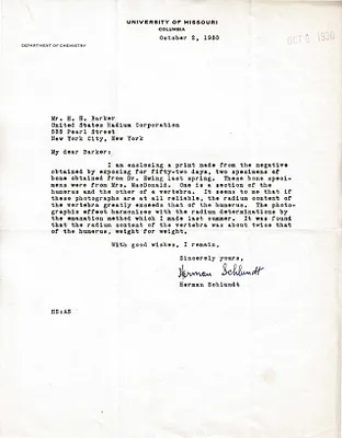 Letters Received to H.H. Barker, October 2, 1930