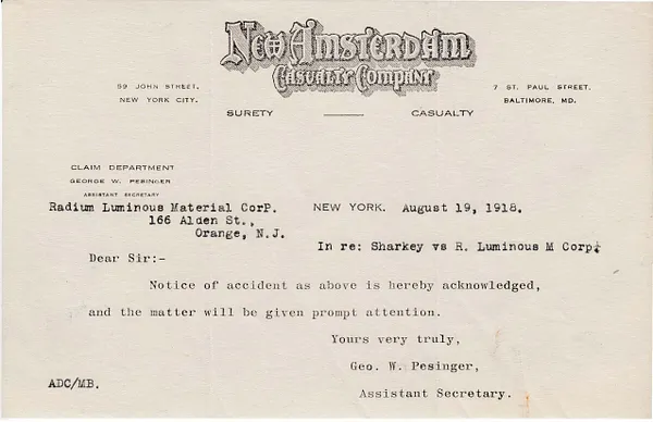 Letters Received, August 19, 1918