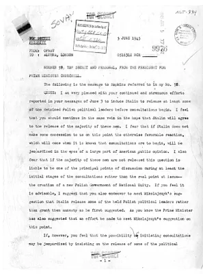 Telegram from President Harry S. Truman to Prime Minister Winston Churchill