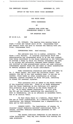 White House - Congressional Leadership Meeting, 9/22/70