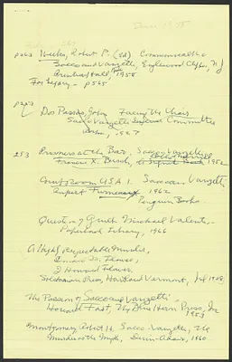Herbert Brutus Ehrmann Papers, 1906-1970. Sacco-Vanzetti. Bibliography. Box 7, Folder 12, Harvard Law School Library, Historical & Special Collections