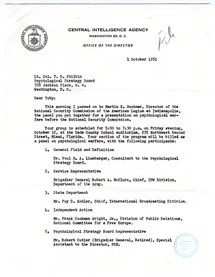 Letter to Lt. Col. Tobias R. Philbin from Col. Chester B. Hansen
