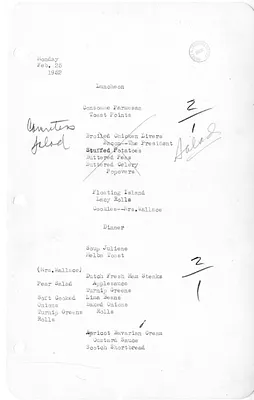 White House Luncheon and Dinner Menu