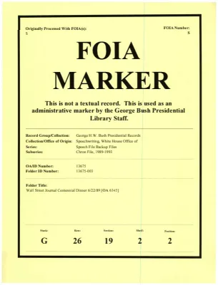 Wall Street Journal Centennial Dinner 6/22/89 [OA 6345]
