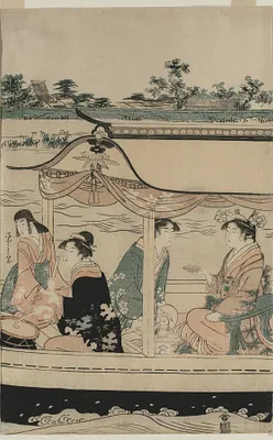 Women in a Pleasure Boat on the Sumida River