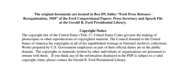 Ford Press Releases - Reorganization, 1969