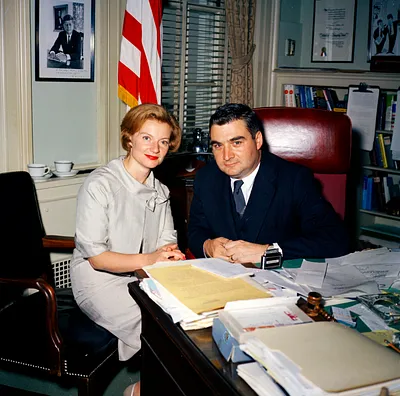 Press Secretary Pierre Salinger with Visitor