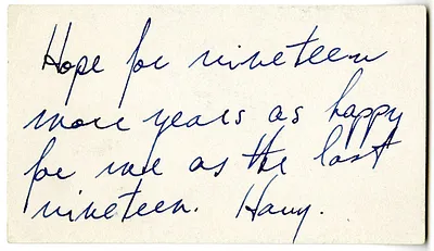 Card from Harry S. Truman to Bess W. Truman