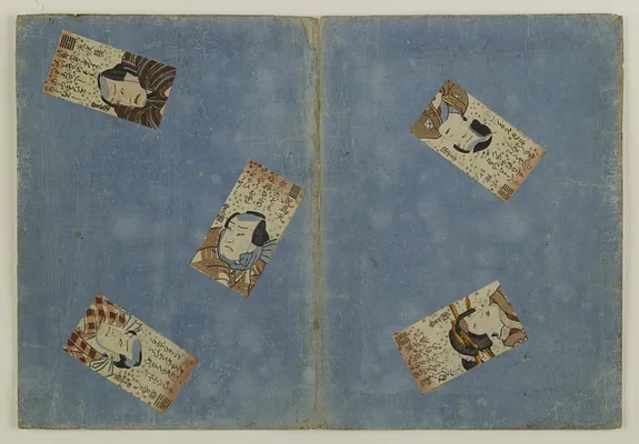 5 Playing Cards with Kabuki Rolls, Poems, Trigrams