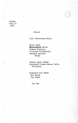 White House Dinner Menu