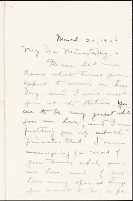 Bakewell, Charles M. (Charles Montague), 1867-1957 autograph letter signed to Hugo Münsterberg, New Haven Conn., 20 March 1906