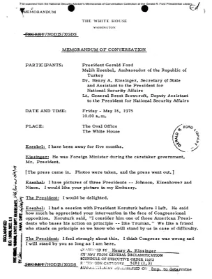 May 16, 1975 - Ford, Kissinger, Turkish Ambassador Melih Eisenbel