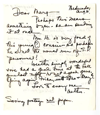 Letter from Bess W. Truman to Margaret Truman