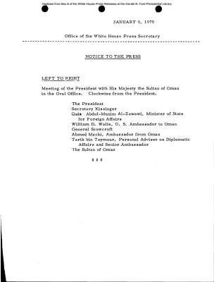 President Calls President Nixon on his birthday [Notice to Press]