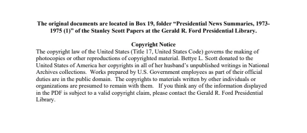 Presidential News Summaries, 1973-1975 (1)