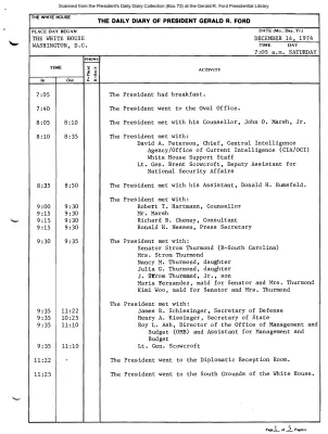 President Gerald R. Ford's Daily Diary, December 14, 1974