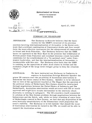 Memorandum, State Department Summary of Telegrams