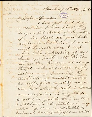 Letter from John Greenleaf Whittier, Amesbury, [Massachusetts], to William Lloyd Garrison, 1850 [May] 13th