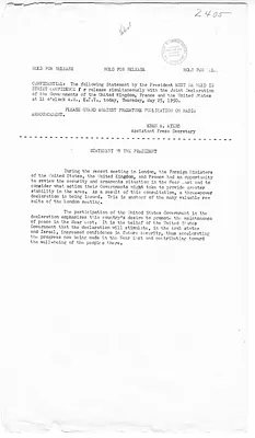 White House Press Release, Statement by President Harry S. Truman