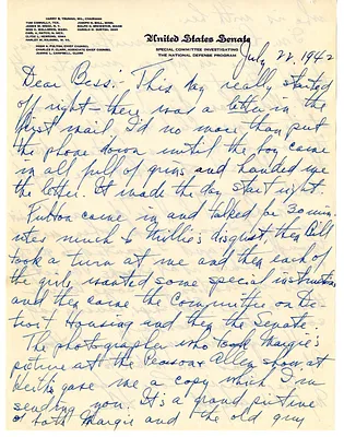 Letter from Harry S. Truman to Bess W. Truman